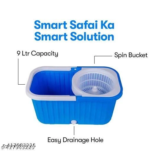 Plastic Bucket Spin Mop Set (Blue)