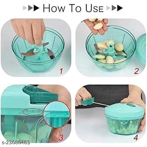 Plastic Manual Vegetables & Fruits Chopper (Blue, 350 ml)