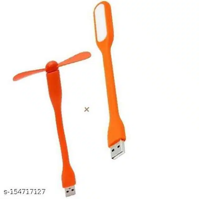 Mini USB Fan with Mini USB LED Light (Red & Orange, Set of 2)