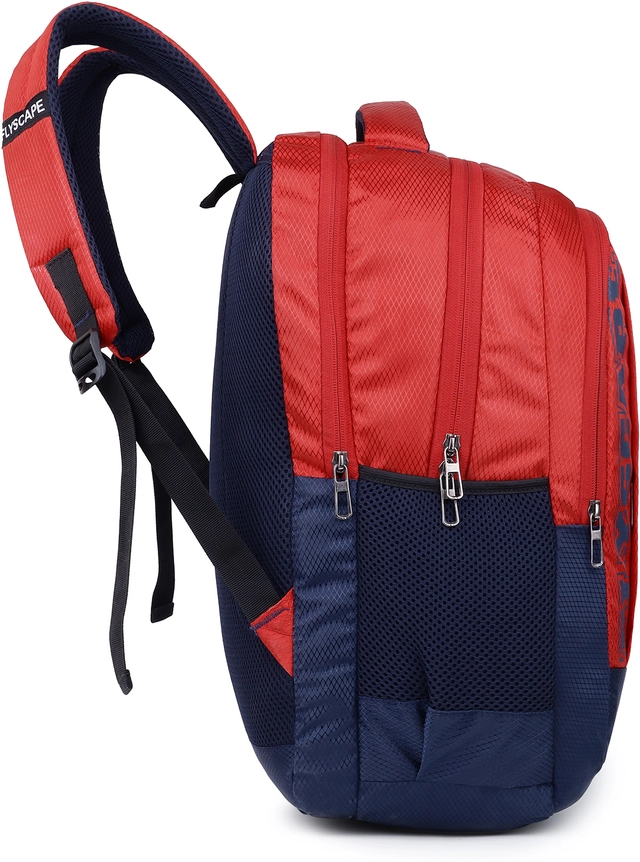 Polyester Laptop Backpack for Men & Women (Red & Navy Blue, 35 L)