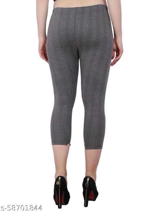 Cotton Blend Thermal Bottoms for Women (Grey, M)