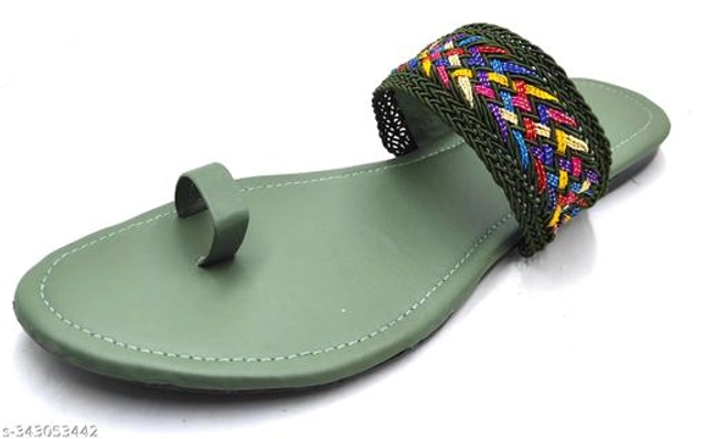 Juttis for Women (Green, 4)