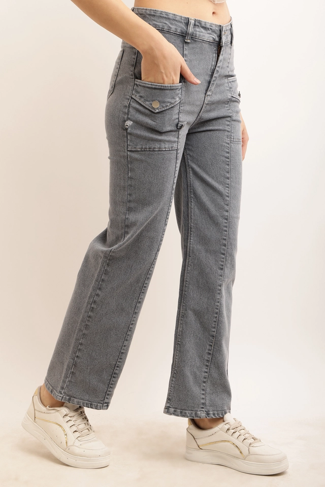 Denim Mid Rise Jeans for Women (Grey, 28)