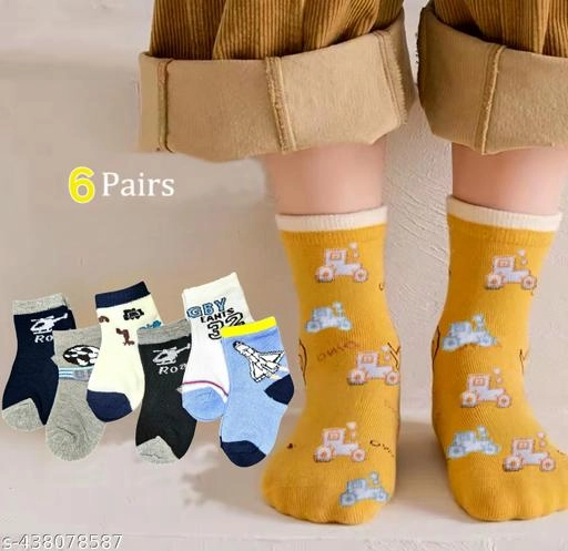 Cotton Socks for Kids (Multicolor, Pack of 6)