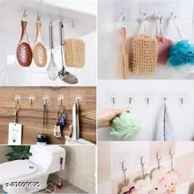 Self Adhesive Wall Hooks (Transparent, Pack of 18)