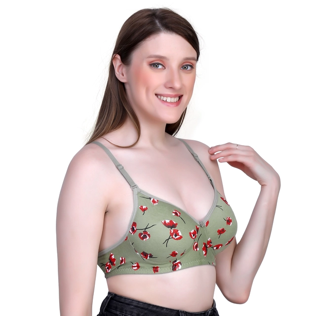 Cotton Blend Printed Padded Bra for Women (Multicolor, 30)