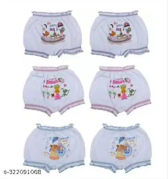 Cotton Briefs for Girls (Multicolor, 0-6 Months) (Pack of 6)