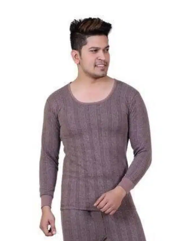 Cotton Blend Thermal Topwear for Men (Maroon, S)