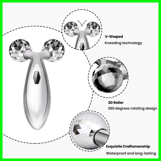 3D Face Massage Roller (Silver)