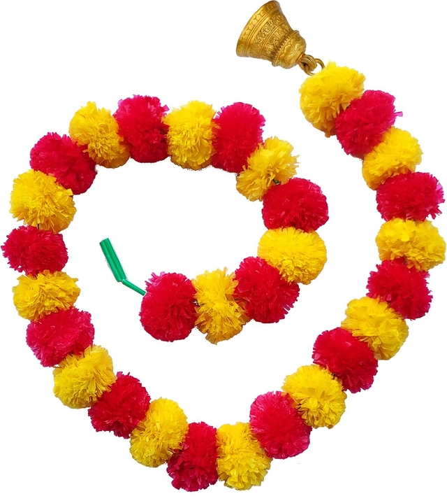 Marigold Artificial Flower (Multicolor, 60 cm) (Pack of 5)