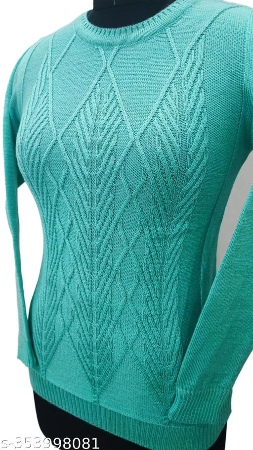 Woolen Solid Top for Women (Sea Green, Free Size)