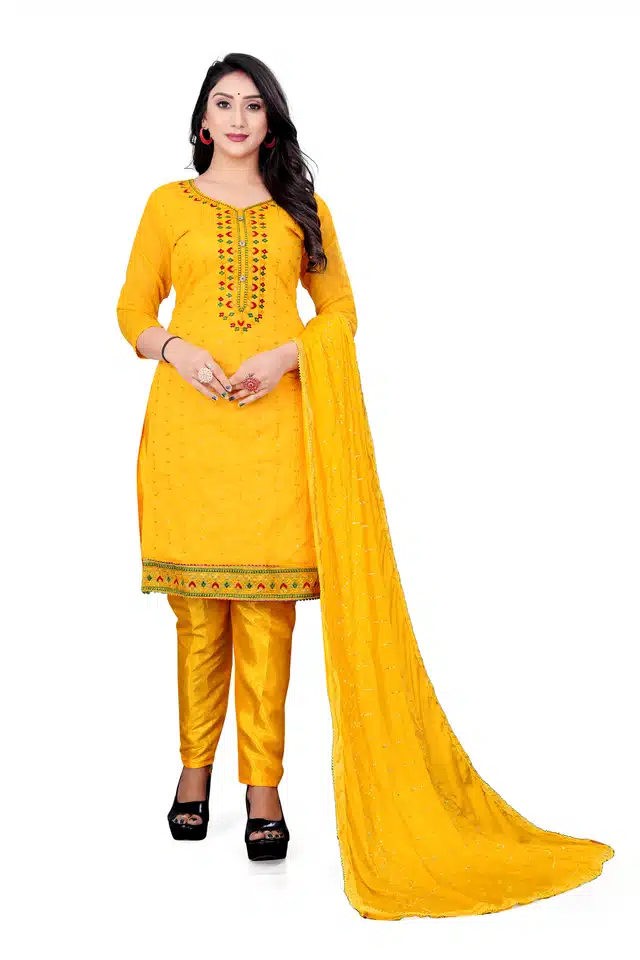 Unstiched Dress Material for Women (Yellow)