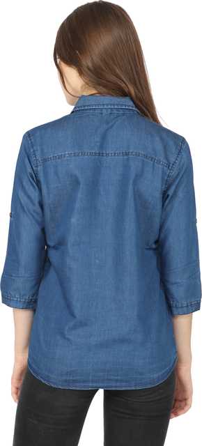 Inspire The Next Pintex Shirt for Women (Dark Blue, L) (ITN-134)
