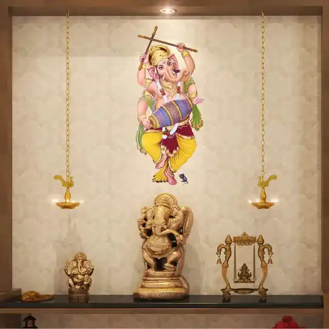 गॉड & गोड्स डांडिया डांस गणेशा 236 वॉल स्टीकर (40 x 60 x 0.1 Cm)
