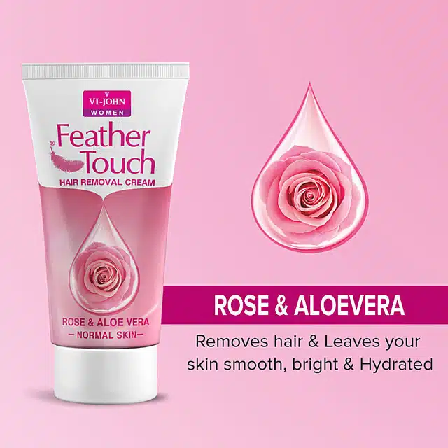 VI-JOHN Feather Touch Hair Removal Cream Rose & Aloe Vera Tube for Normal Skin 40 g