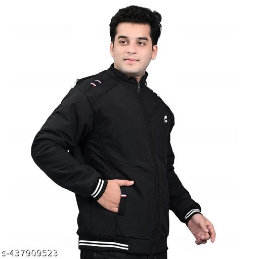 Polyester Jacket for Men (Black, M)