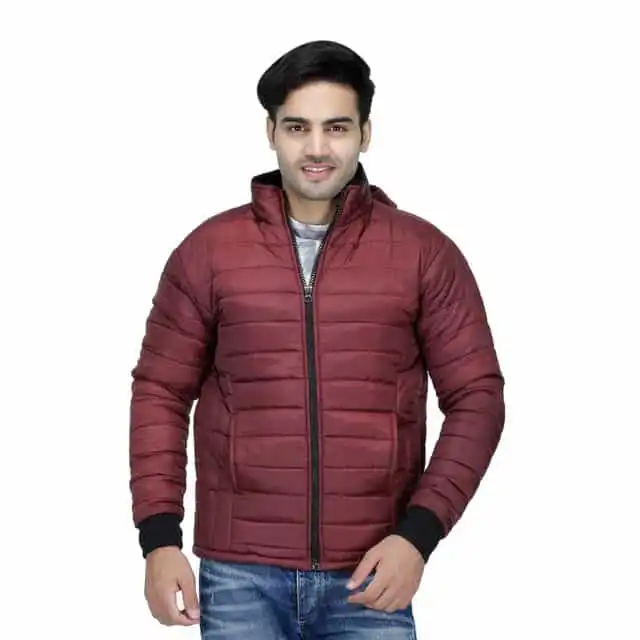 92एल्मेंट्स नायलॉन मेंस फुल स्लीव्स फर जैकेट (मरून, XL)