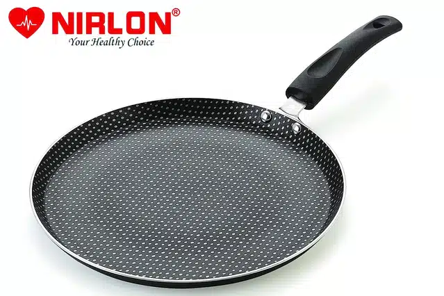 NIRLON Aluminium Flat Tawa (Black, 26 cm)