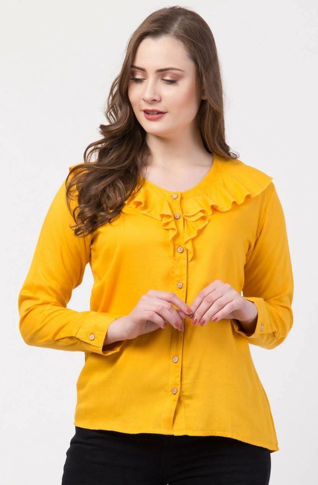 Cotton Solid Top for Women (Yellow, S)