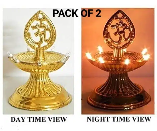 1 Layer Electric Diya for Home Temple (Pack of 2) (Gold)