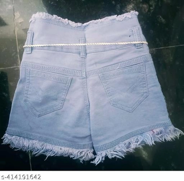 Denim Shorts for Girls (Grey, 3-6 Months)