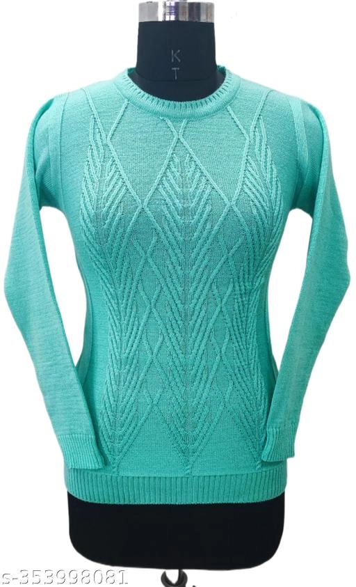 Woolen Solid Top for Women (Sea Green, Free Size)