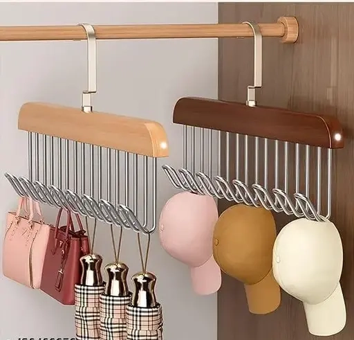 Wooden Clothes Hanger for Wardrobe and Cupboard (Multicolor, Pack of 1)