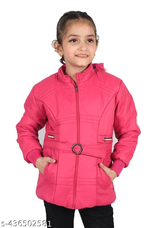 Nylon Jacket for Girls (Pink, 1-2 Years)