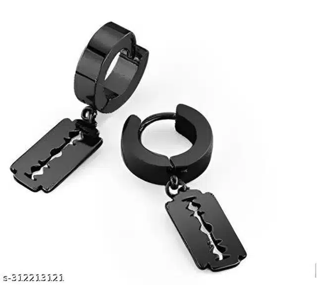 Hinged Earrings for Men (Black, Set of 1)