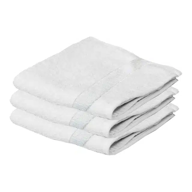 Cotton High Absorbent Antibacterial Hand Towels (Pack of 3) (White, 14x21 inches)