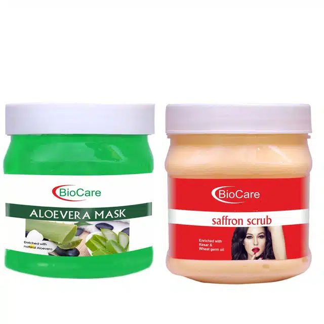 Biocare Aloevera Mask (500 ml) with Saffron Scrub (500 ml) (Combo of 2) (A-488)