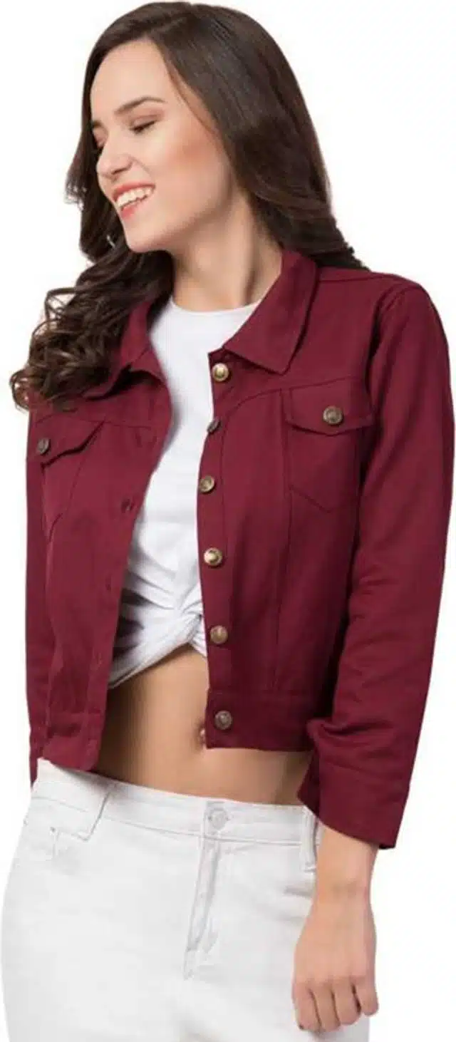 Casual Jacket for Women (Maroon, S) (WE-32)