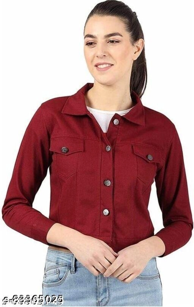 Full Sleeves Solid Jacket for Women & Girls (Maroon, S)