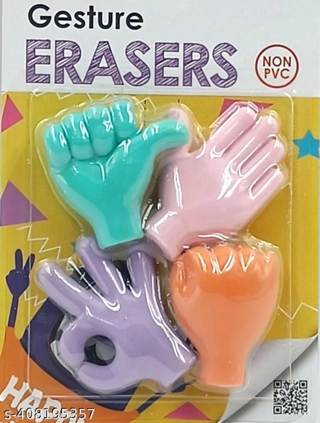 Gesture Eraser Set (Multicolor, Pack of 4)