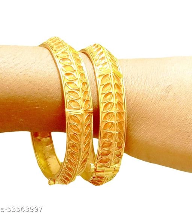 Brass Gold Plated Bangles for Women (Multicolor, 2.4) (Pack of 2)