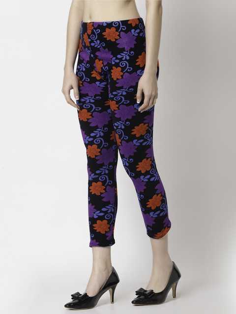 Klotthe Women Printed Skinny Fit Woolen Jeggings (Multicolor, 28) (K-123)