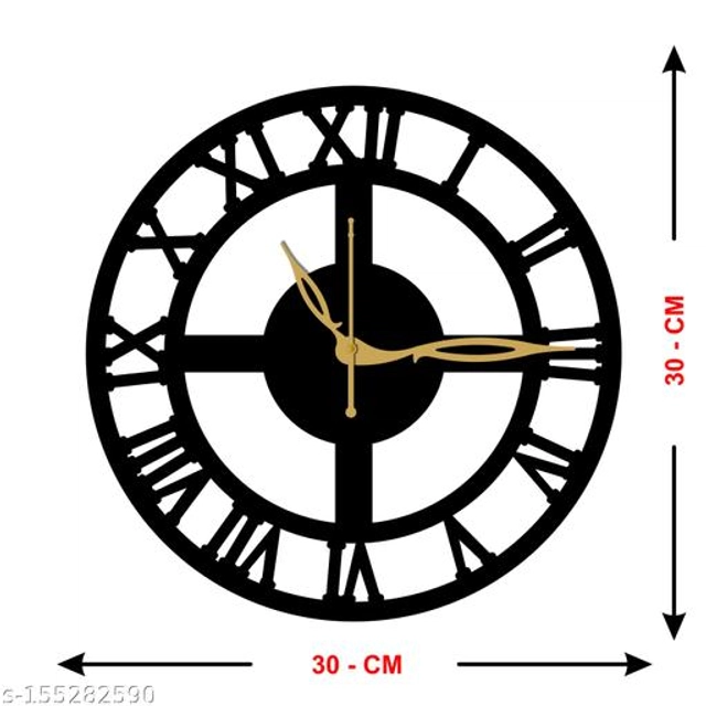 Wooden Wall Clock for Home (Black)