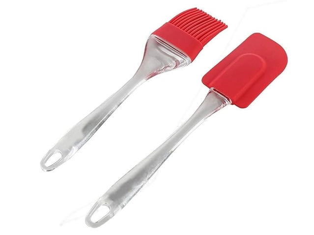 Silicone Non Stick Spatula & Oil Brush Combo (Multicolor, Set of 2)