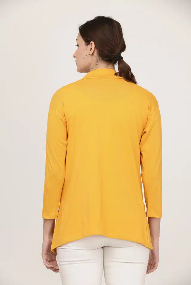 Cotton Solid Shrug for Women (Yellow, S )
