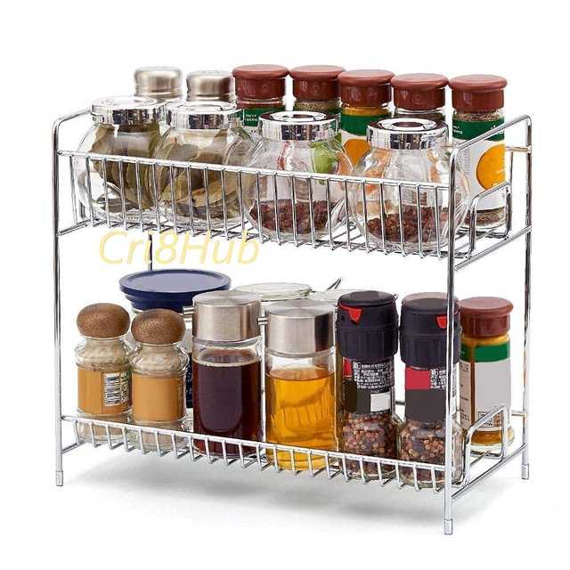 Pla Stainless Steel 2 Layer Kitchen Storage Organizer And Bathroom Rack [41 X 20 X 37 Cm] (A-5)