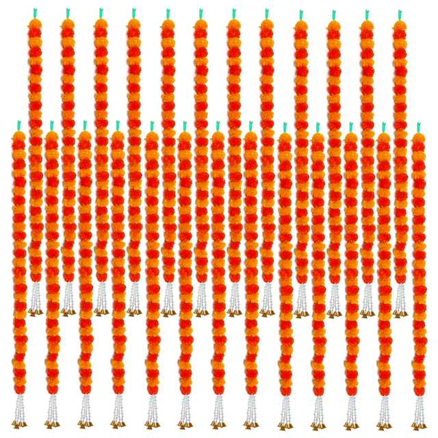 Marigold Garlands Artificial Rajnigandha Flower & Bell In The Bottom (Multicolour, 68 Inches) (Pack of 25 ) (IH-891)