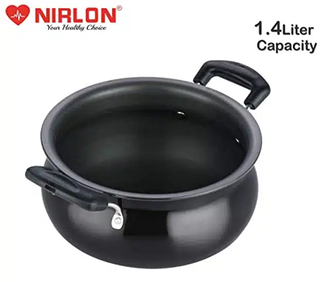 Hard Anodised Biryani Handi with Backlight Handle (Black, 1.4 L)