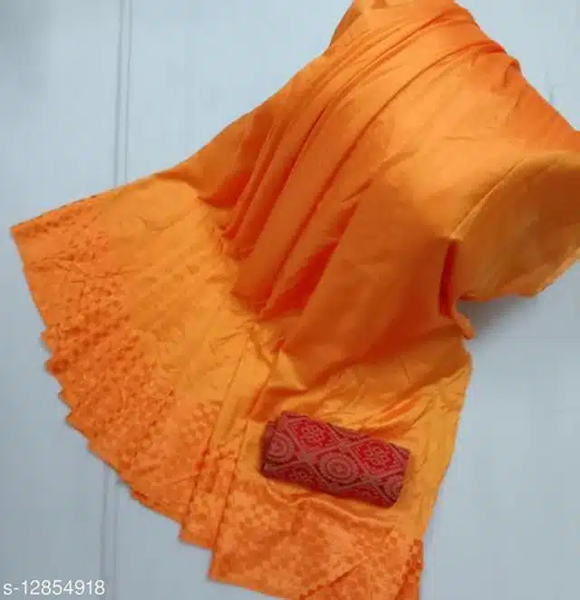 Sana Silk Saree for Women (Orange, 6.3 m)