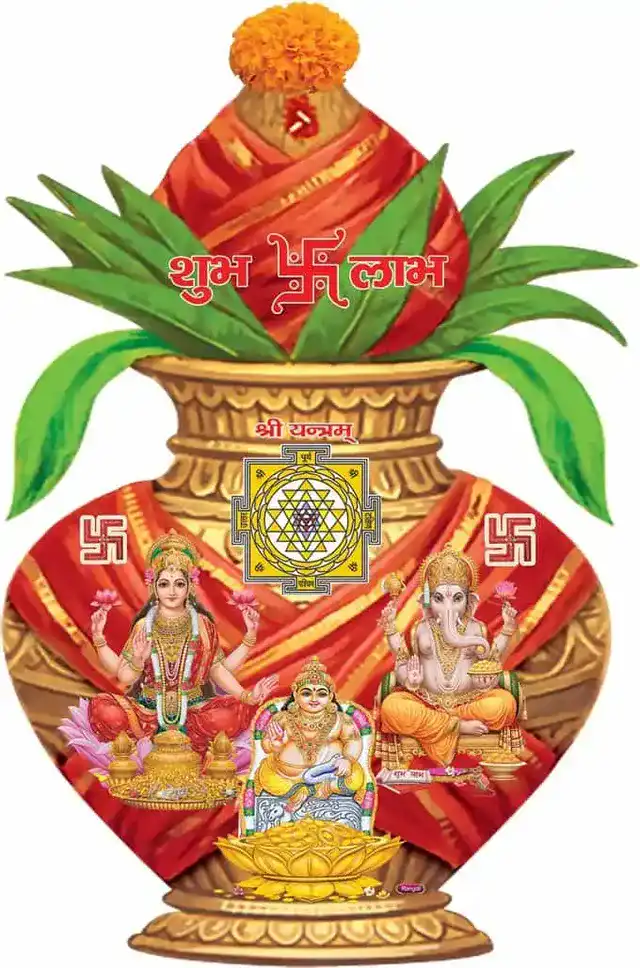 गॉड & गोड्स गोल्डन फॉयल 8x12 कलश LGS डाई कट वॉल स्टीकर 04 वॉल स्टीकर (40 x 60 x 0.1 Cm)
