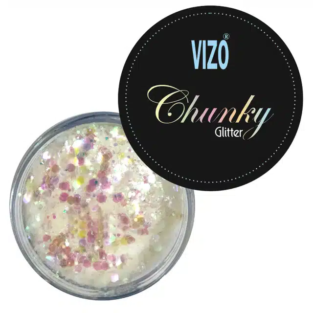 Vizo Chunky Eye Makeup Glitter Powder (White)