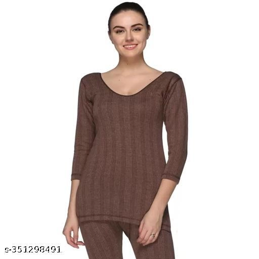 Woolen Thermal Top for Women (Brown, XS)