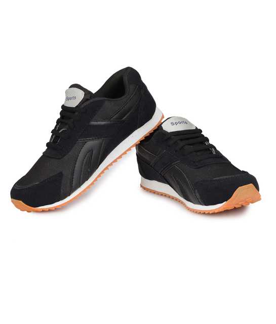 Groofers  Sports Running Mesh Shoes For Men's /Sports Shoes (Black, UK 9) (KK-129)