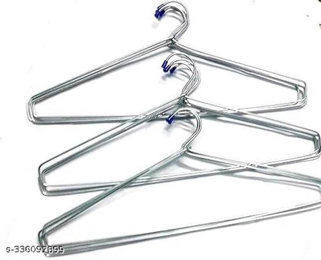 Stainless Steel Cloth Hangers (Silver, Pack of 12)