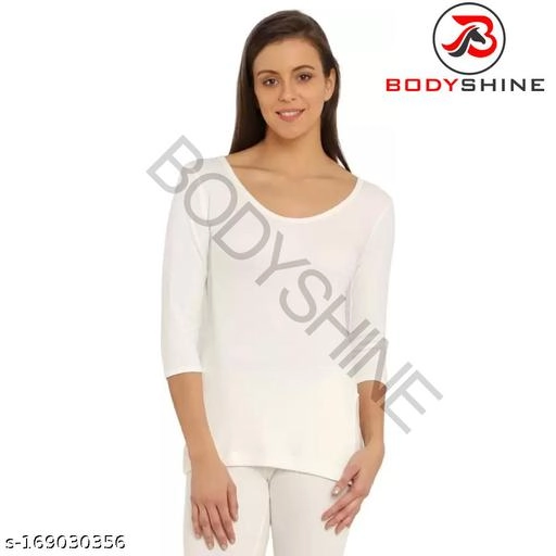 Woolen Thermal Top for Women (White, XS)