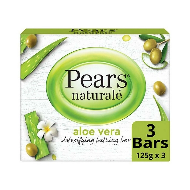 Pears Natural Aloe Vera Detoxifying Soap Bar 3X125 g (Pack Of 3)